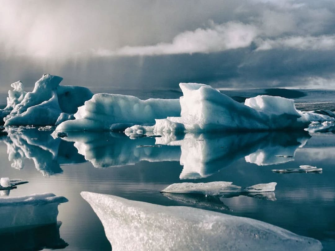 Polar ice melt from global climate change which is closely linked to ocean health